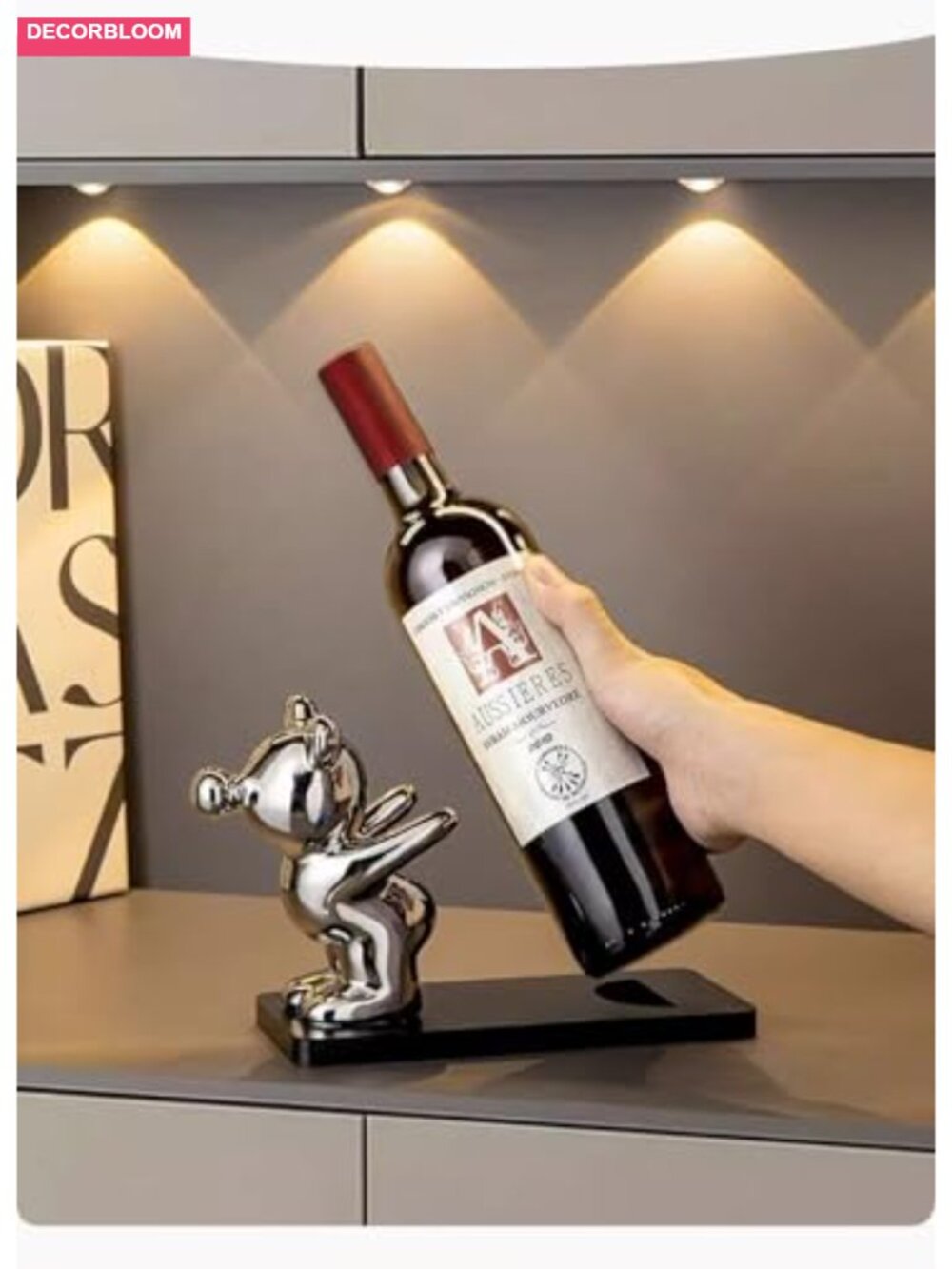 Wine Rack Single Bottle Holder Stand Resin Figurine Living Room Home Decor - Picture 4 of 6